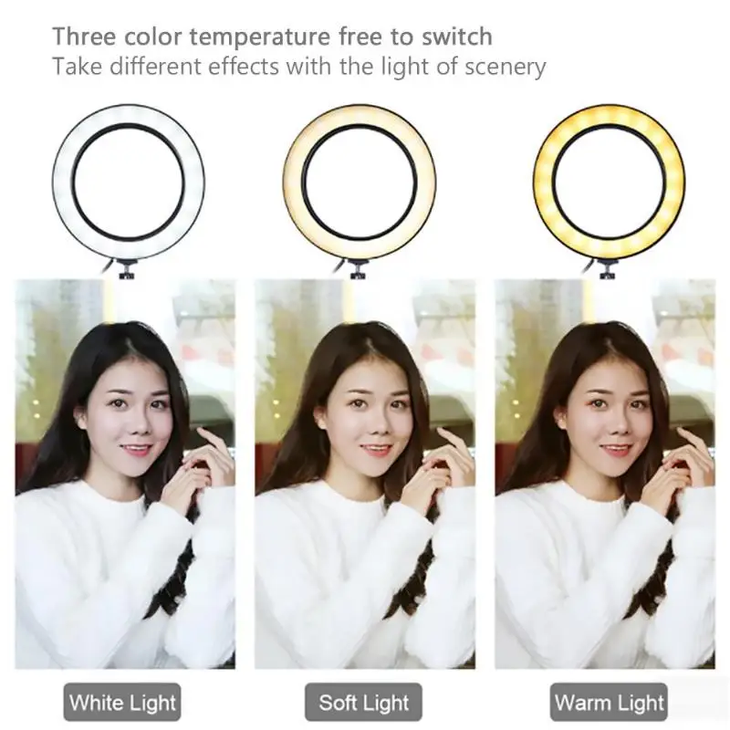 Dimmable Photography Ring Video Light Camera Fill Lamp Set for Live Video Makeup Shadowless Light Supplement