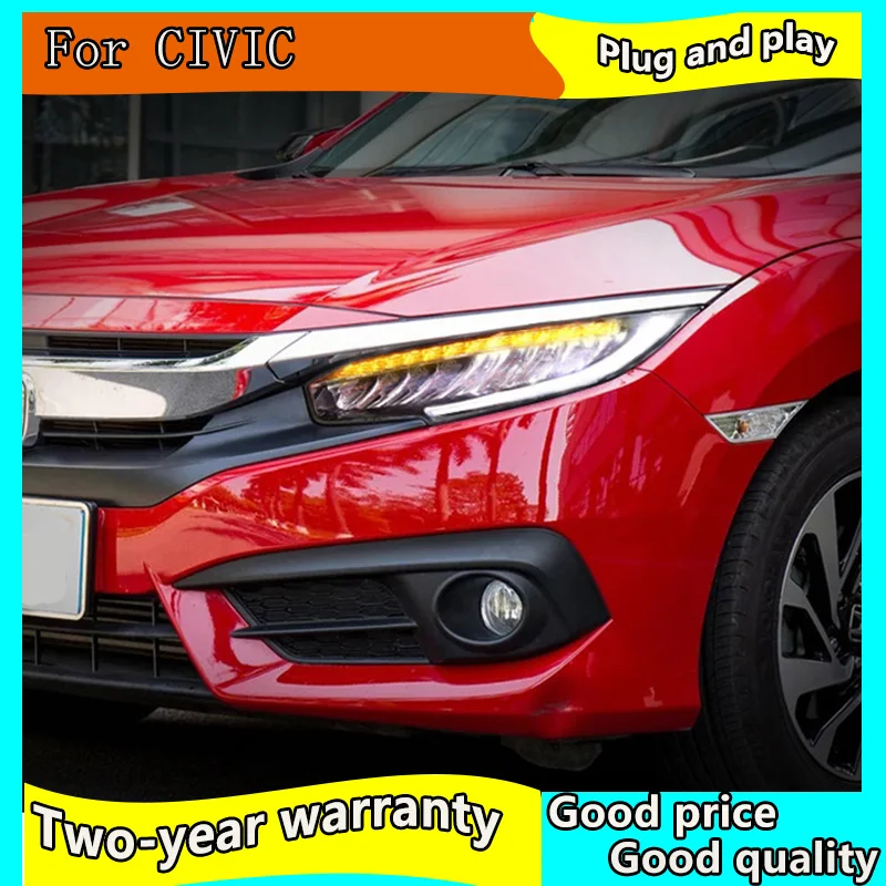 

Car-styling Head lamp Assembly for Honda Civic 10th LED headlight 2015 2016 2017 2018 LED Head light with Dynamic turn signal