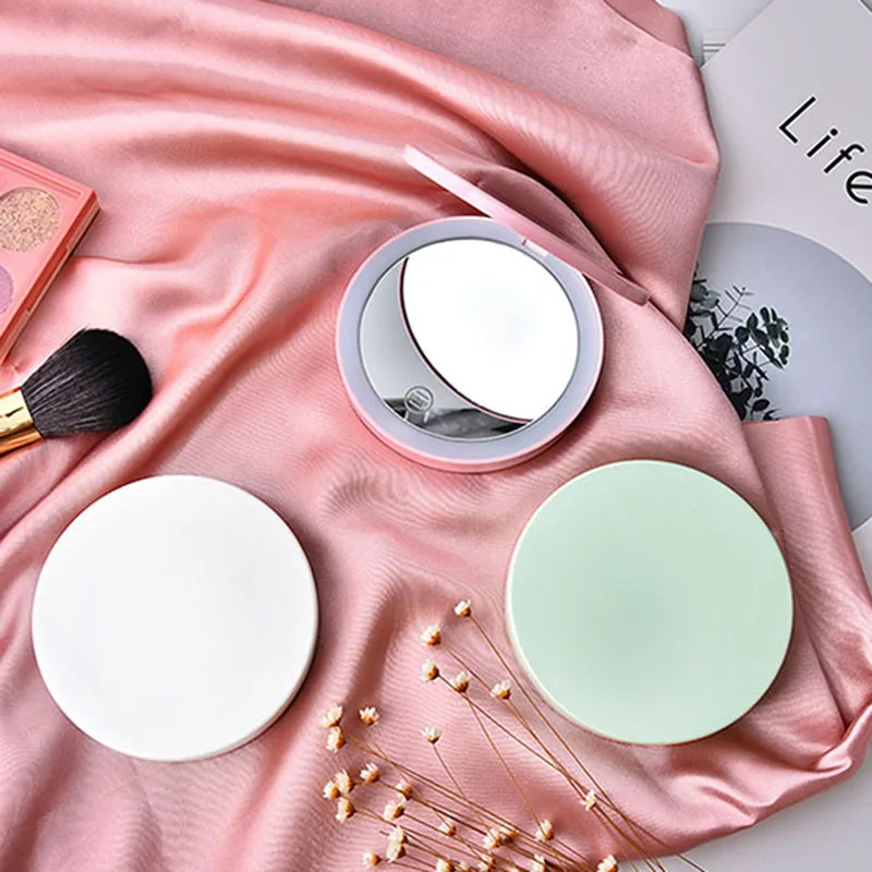 Мини светодиодный макияж портативное складное зеркало подарок Питание USB 3 цвета