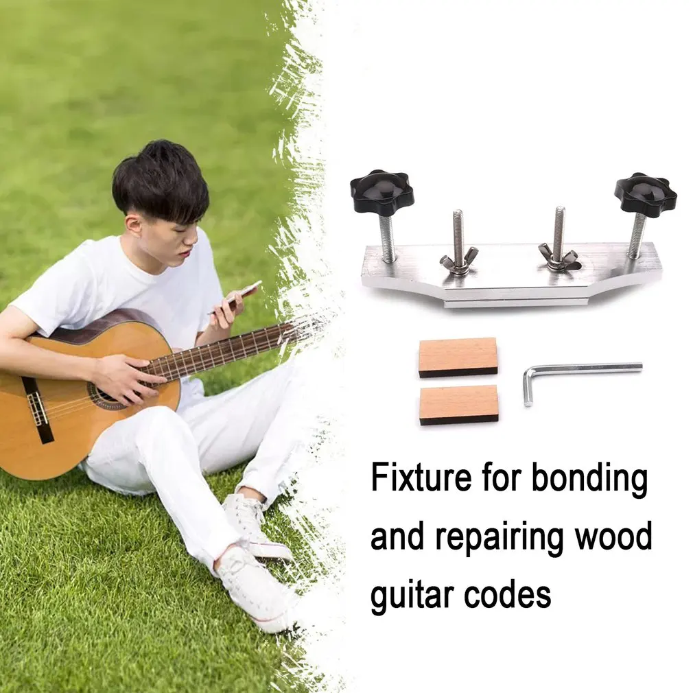 

Metal Guitar Bridge Clamp Stainless Steel Guitar Bridge Binding Tools For Luthiers With 2 Pcs Wood Guitar Part Accessory