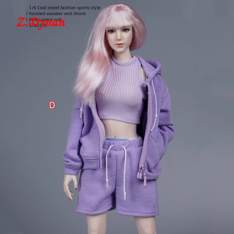 SA023 1/6 Женская одежда повседневный спортивный комплект модный белый жилет с