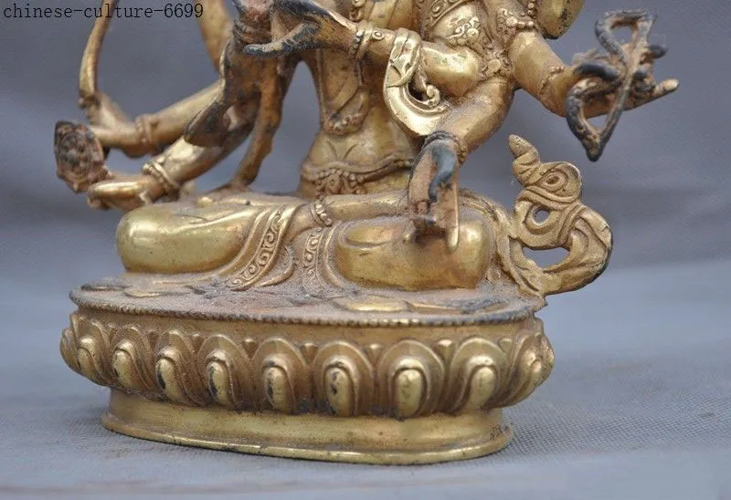 

christmas 8" Tibet Buddhism bronze Gilt 8 Arms tara Kwan-Yin Guanyin goddess Buddha statue halloween
