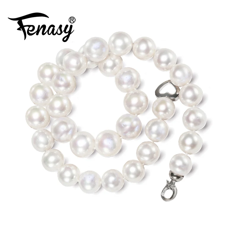 

FENASY ручной работы DIY Свадебная вечеринка ювелирные изделия Большой 9-11 мм почти круглый натуральный жемчуг ожерелья для женщин классический...