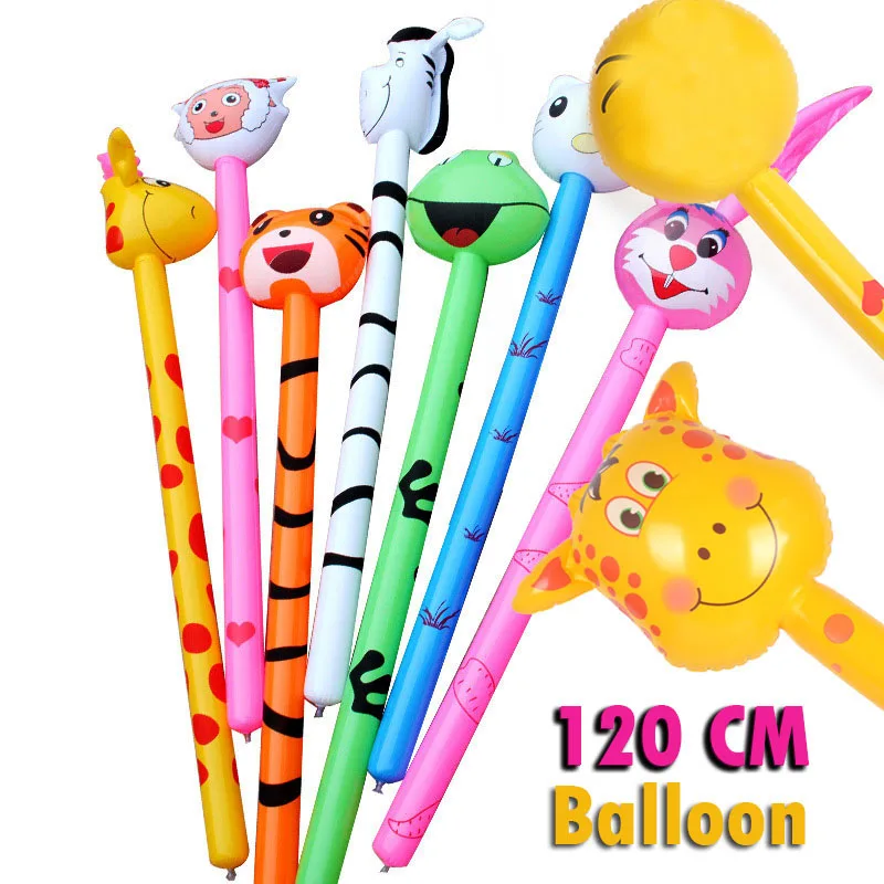 

120cm Cartoon Inflatabel Animal Long Inflatable Hammer No Wounding Weapon Stick Baby Children Toys Random 1Pcs 20 Styles