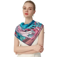 female high end double sided two color silk twill square scarf printing silk scarf shawl