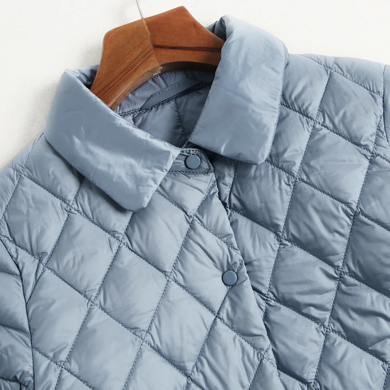 

newest winter women lapel temperament thicken fashion duck down coat diamond lattice medium long female outerwear lady fitting