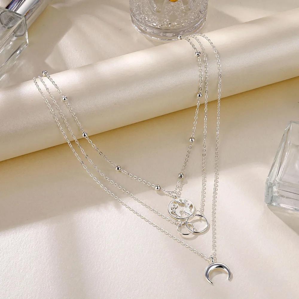 Винтажное Серебряное Ожерелье С Подвеской В Виде Луны Богемный Круг