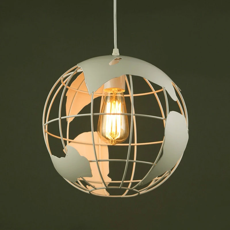 

Nordic simple Globe Iron Art Pendant Light Restaurant Coffee Shop Hanging Lamp Dining Room Bedroom Kitchen Industrial LED Decor
