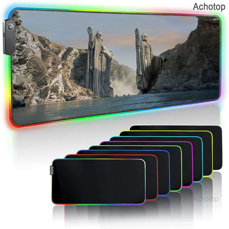 

Игровой коврик для мыши с аниме RGB, компьютерный коврик для мыши со светодиодной подсветкой, большой игровой коврик XXL, настольный игровой ко...