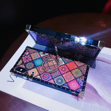 Luxury Square Blu-ray Bohemian Ethnic Style Frame Case for Honor 8X 20 Pro 30 Pro Y6P Y7A Y8P Y9 Soft Silicon Phone Back Cover