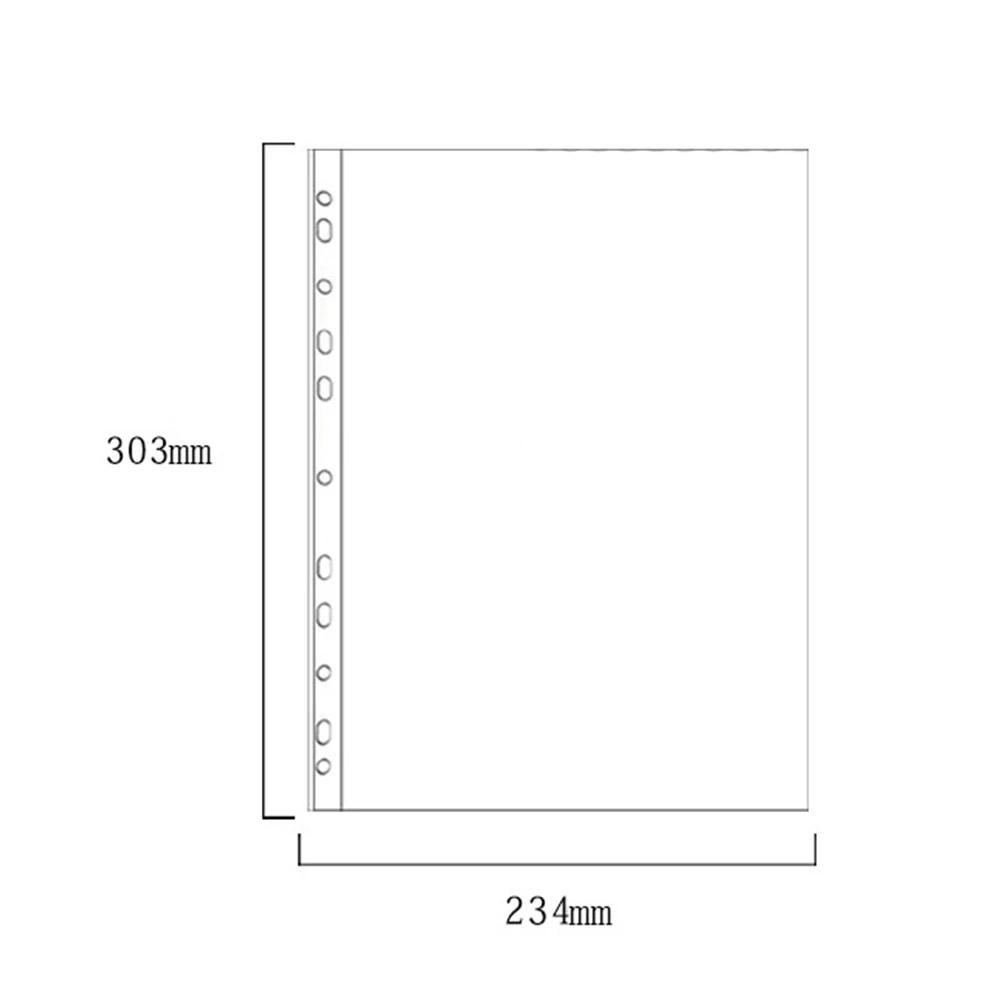 

200pcs A4 Folder Bags Plastic Transparent Punched Pocket Folders Filing 11 Holes Loose Leaf Document Sheet Protectors Folder Bag
