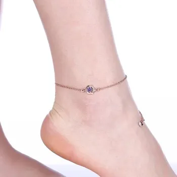 

Silver Anklet fashion simple versatile foot chain diamond rese gold Anklet SPCA034-B-2 LKNSPCA034-B-2
