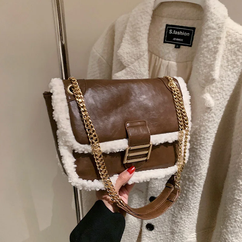 

Трендовые женские сумки на плечо с цепочкой, новинка зима 2021, модные Универсальные Сумки через плечо для женщин, сумка для покупок для отдых...