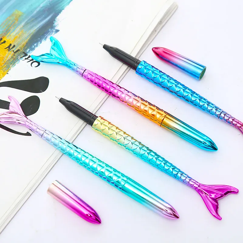 10 шт. цветная Радужная гелевая ручка Русалка синяя Милая морская животная рыба
