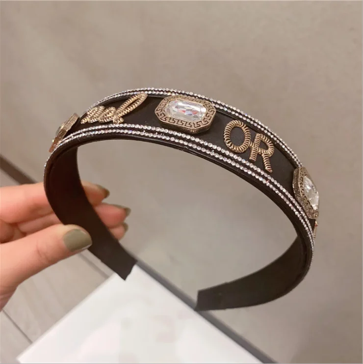

Version fashion retro French hairbands exquisite letters rhinestones all-match headbands hair accessories