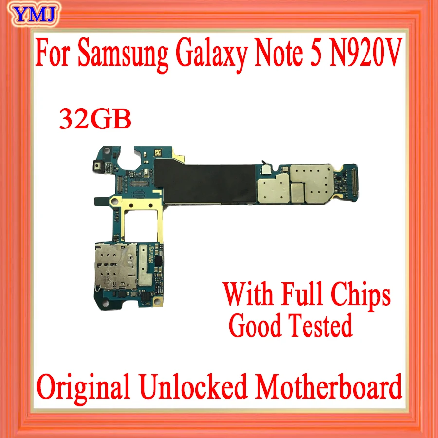 

100% Tested Full Working Mainboard 32GB For Samsung Galaxy Note 5 N9208 N920V Motherboard Original Unlocked Logic Board