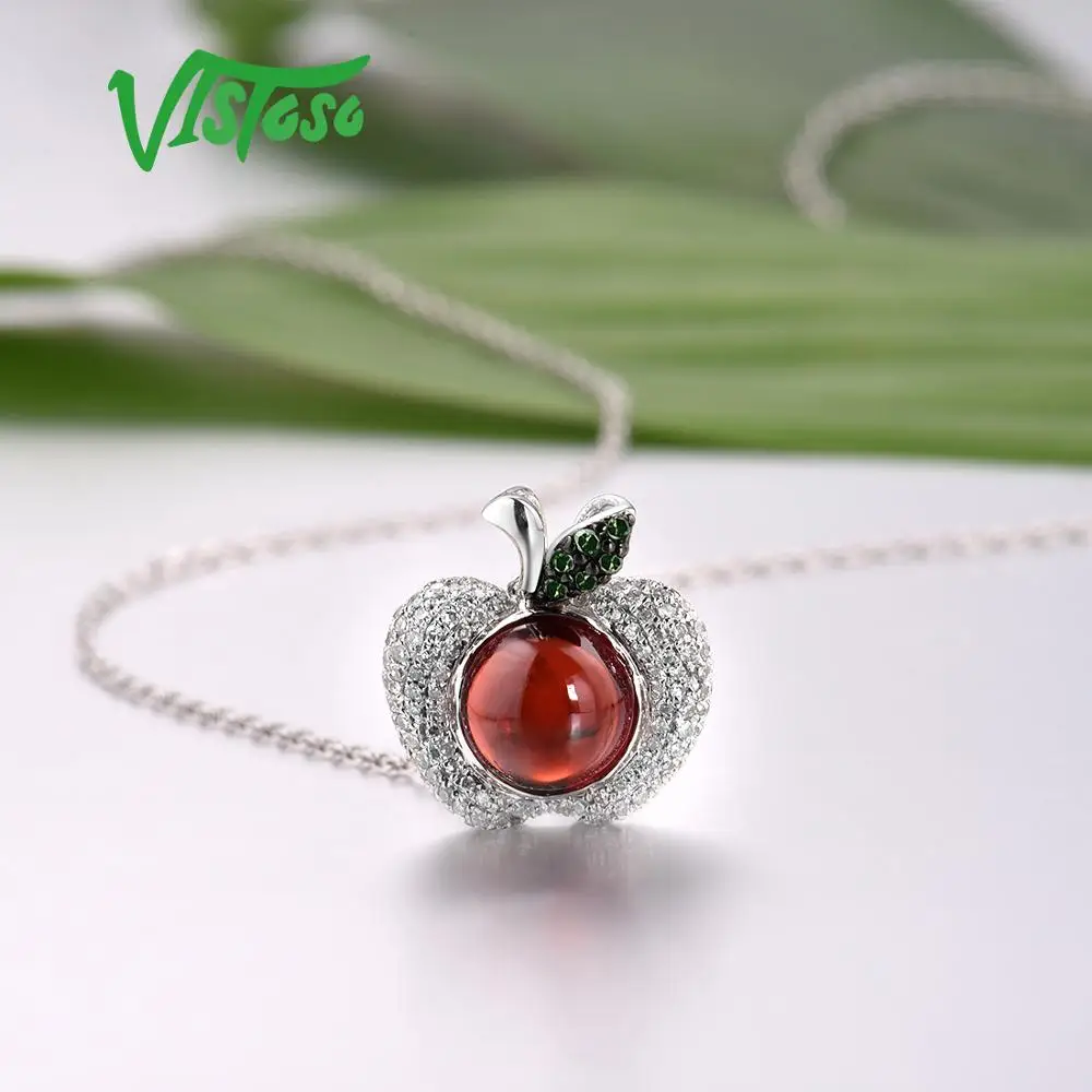 Женский Золотой кулон с натуральным гранатом VISTOSO подвеска из белого золота 14 к 585