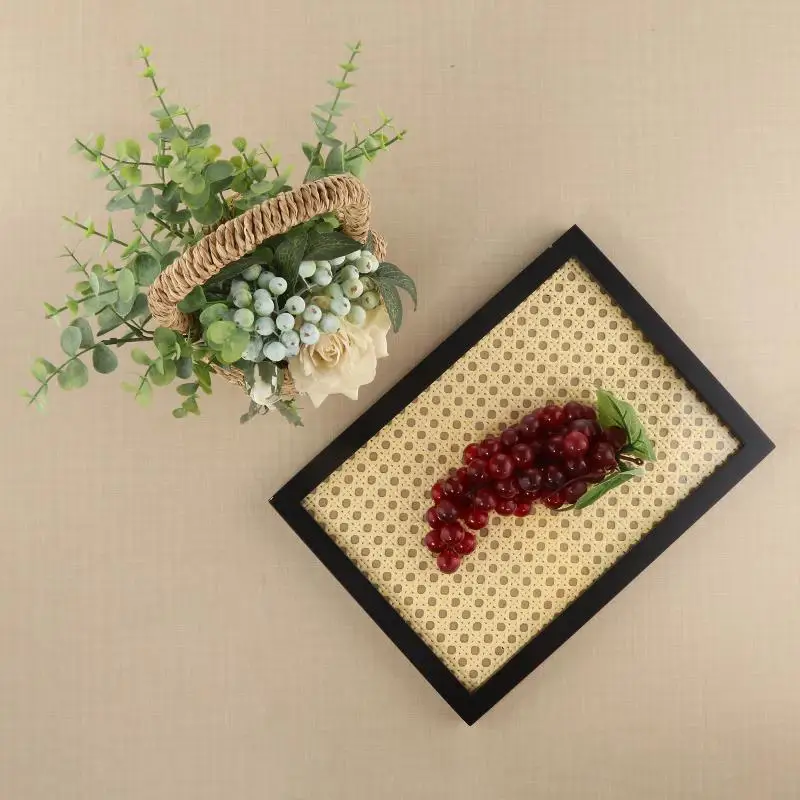 

Portable Storage Tray Japanese-Style Rattan Wooden Jewelry Storage Tray Nordic Photo Props Desktop Fruit Food Plates