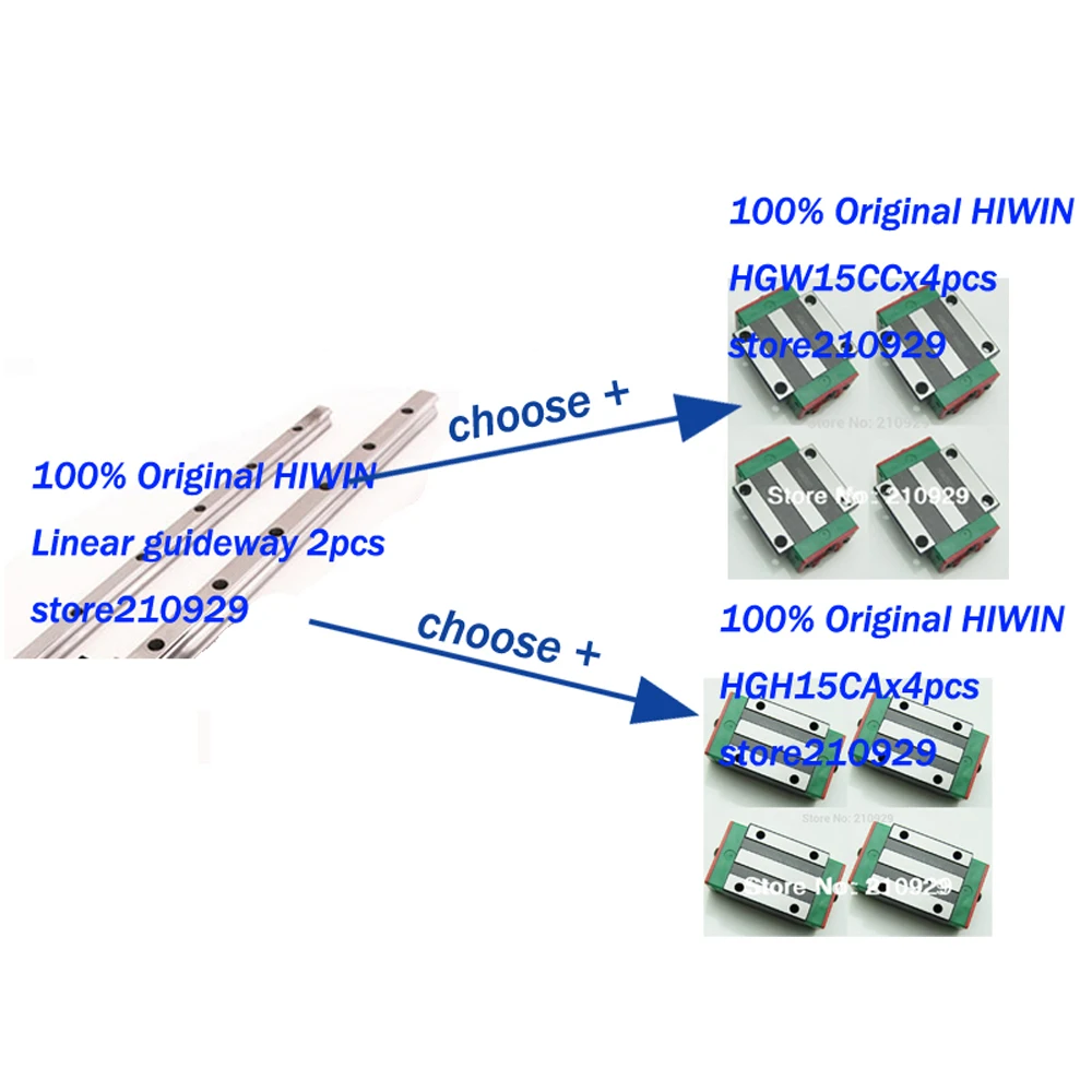 100% Оригинал HIWIN высокоточная линейная направляющая l1200мм 2 шт + блок (HGW15CC или HGH15CA) 4