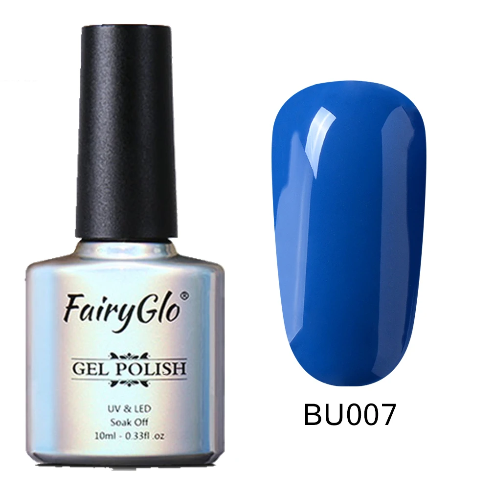 BU007 FairyGlo, 10 мл, Синий Цветной Гель-лак для ногтей, Полупостоянный Светодиодный УФ-Гель-лак, лак для дизайна ногтей, впитывающий Гель-лак, Матовый верхний слой - Цвет: BU007