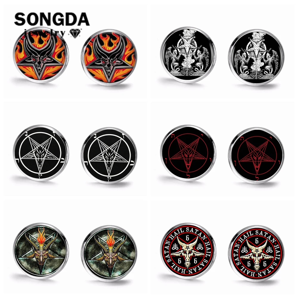 SONGDA сатаны Бафомет серьги зла скрытую Wicca с изображением перевернутой