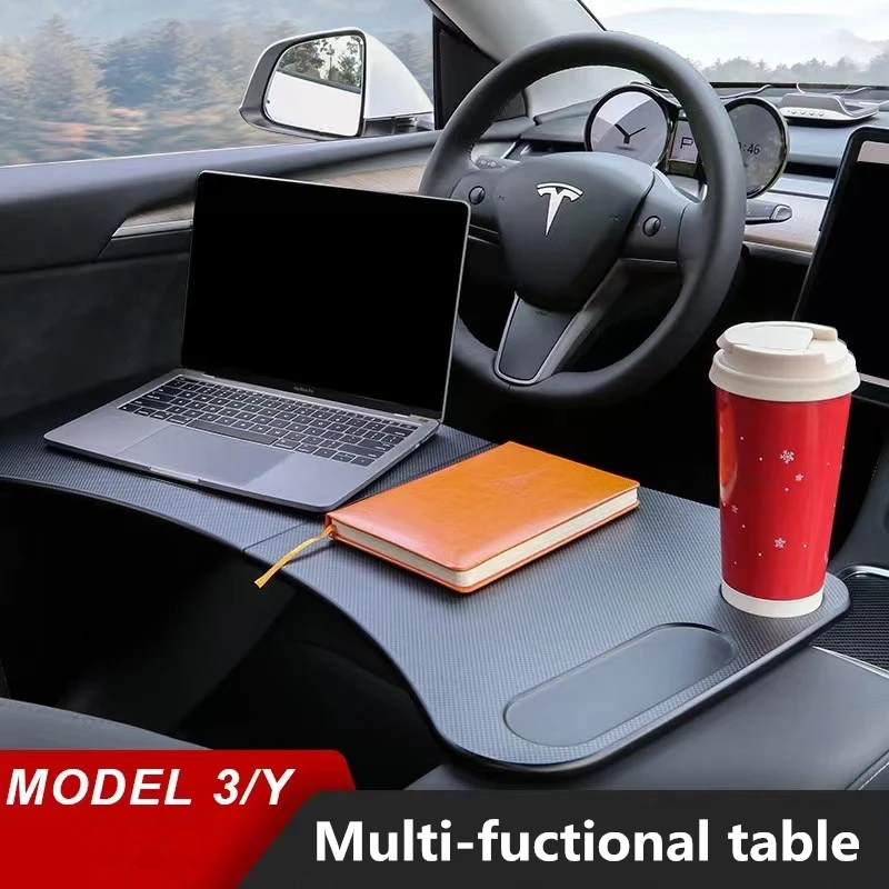 For 17-21 Tesla Model 3/Y Multi-fuctional Table Car Steering Wheel Laptop Tray Accessories Food Desk Port | Автомобили и