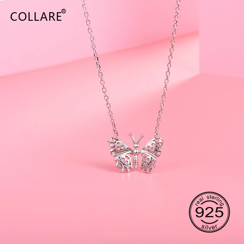 Collare 100% Стерлинговое Серебро 925 пробы кулон в виде бабочки для девочек изящное