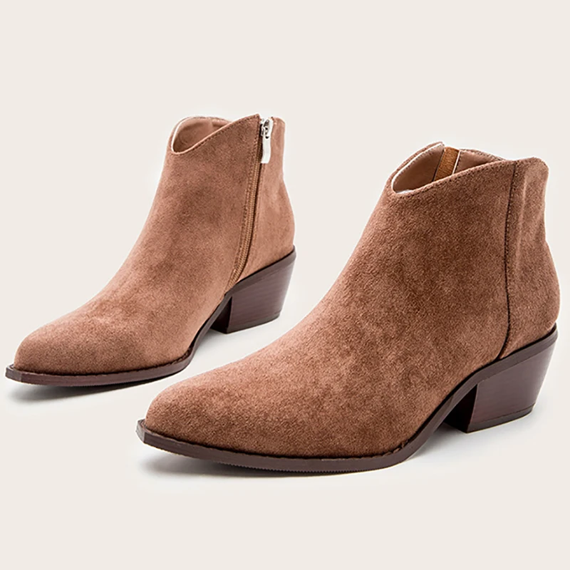 

Women Ankle Boots 2021 Fashion Boots Short Booties Autumn Winter Pointed Toe High Heels Zipper Shoes Booties Female