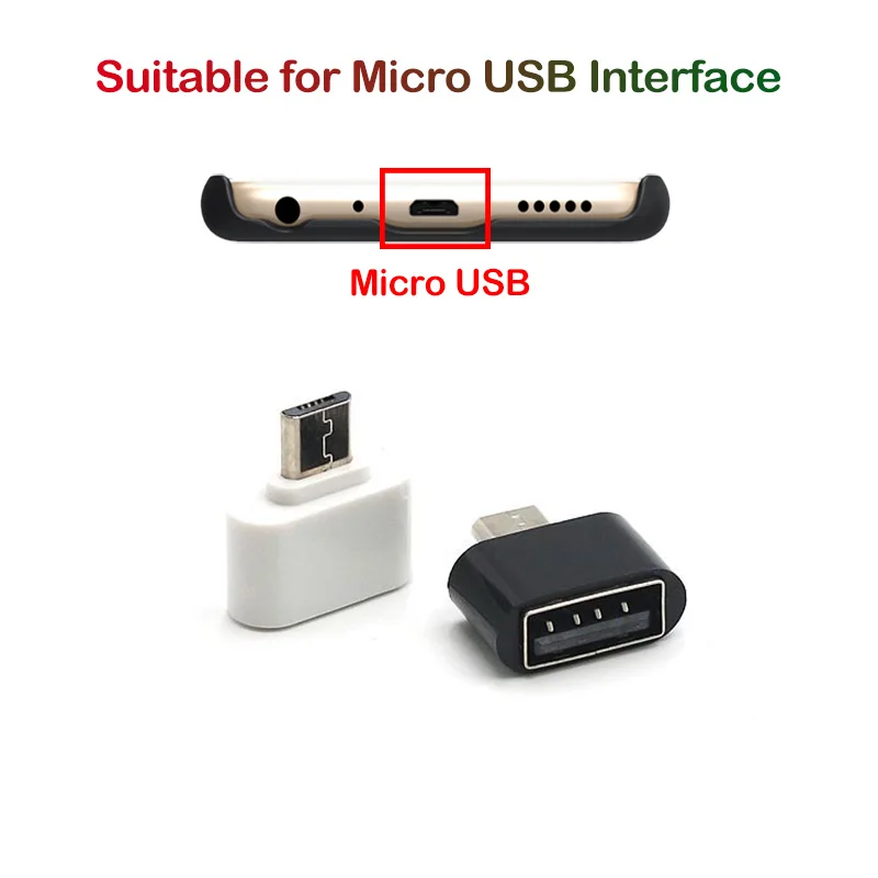 

100Pcs Micro USB OTG Adapters for Xiaomi Redmi Micro OTG Connector for Samsung Huawei Tablet Android Phone Converter Wholesale