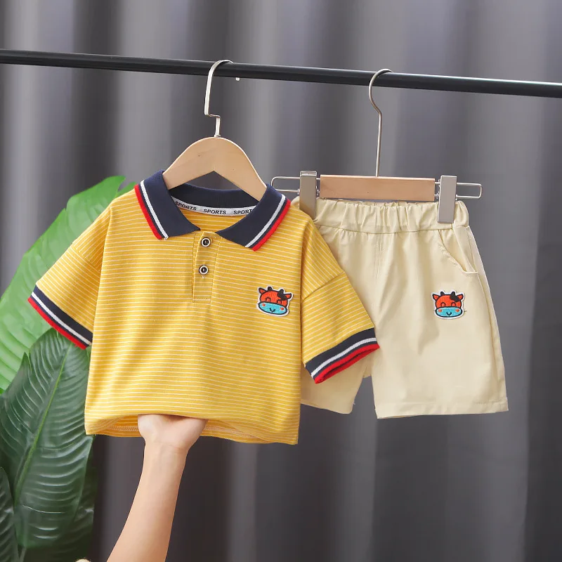 Комплекты летней одежды из 2 предметов полосатые шорты футболка костюмы для