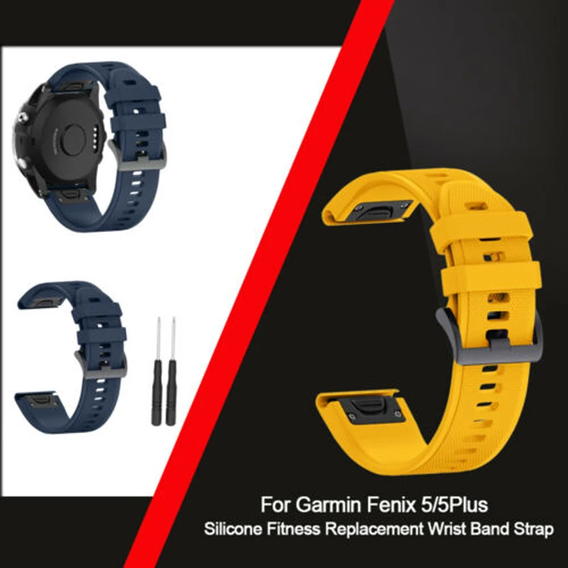 

Soft Wristband Silicone Fitness Quick Fit 22mm Replacement Wrist Strap For Garmin Fenix 5/5Plus
