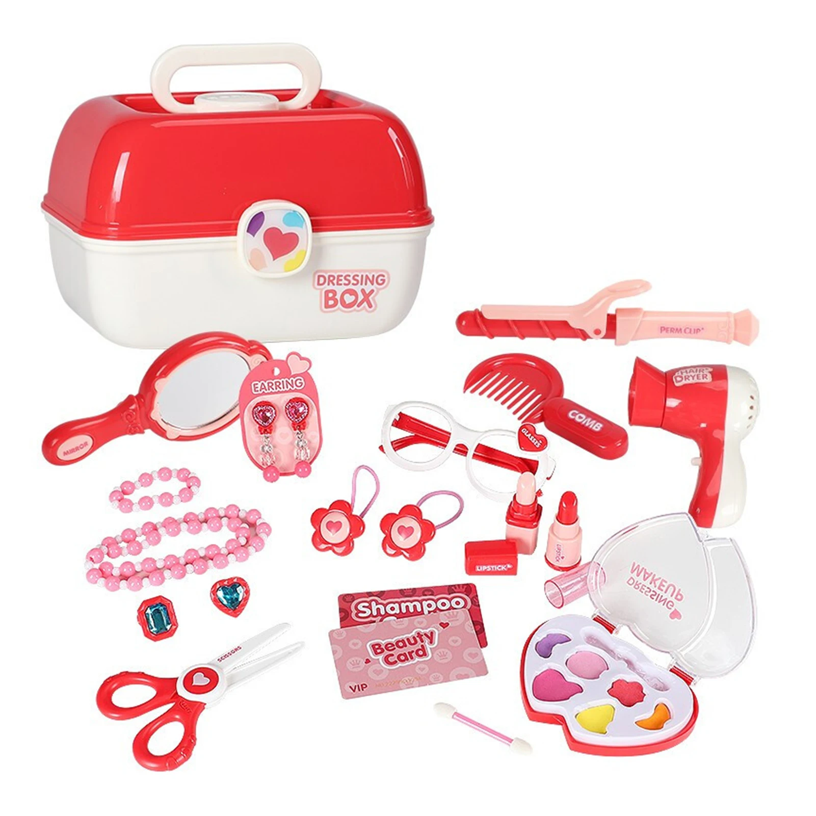 

Kids Makeup Toys Set Princess Pretend Play Beauty Hairdressing Salons Hairdryer Comb Simulation Box Pretend Play Toys For Girls