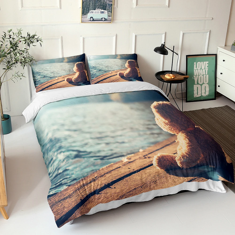 Детский комплект постельного белья с изображением мишки тедди мягкий материал