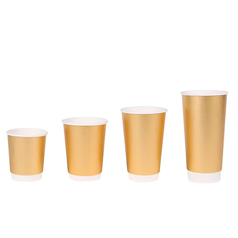 

100 упаковок бумажных стаканов из золотой фольги 8 унций, одноразовые стаканы для питья для напитков вечерние НКИ, свадьбы, годовщины, дня рождения