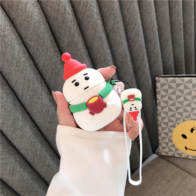 

For Airpods 1/2 Case,3D Cartoon Cute Christmas snowman Case For AIrpods Case Soft Silicone Protective Earphone Case