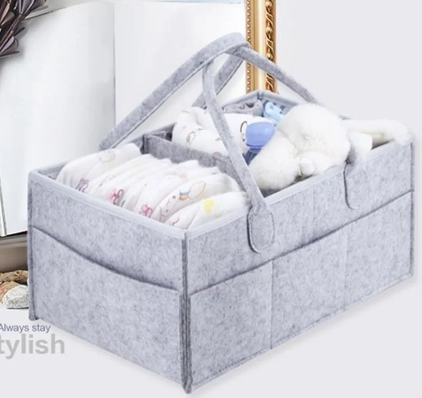 

Baby Diaper Organizer Portable Car Table Changing Holder Bag Nursery Essential Storage Containers 38x23x18cm