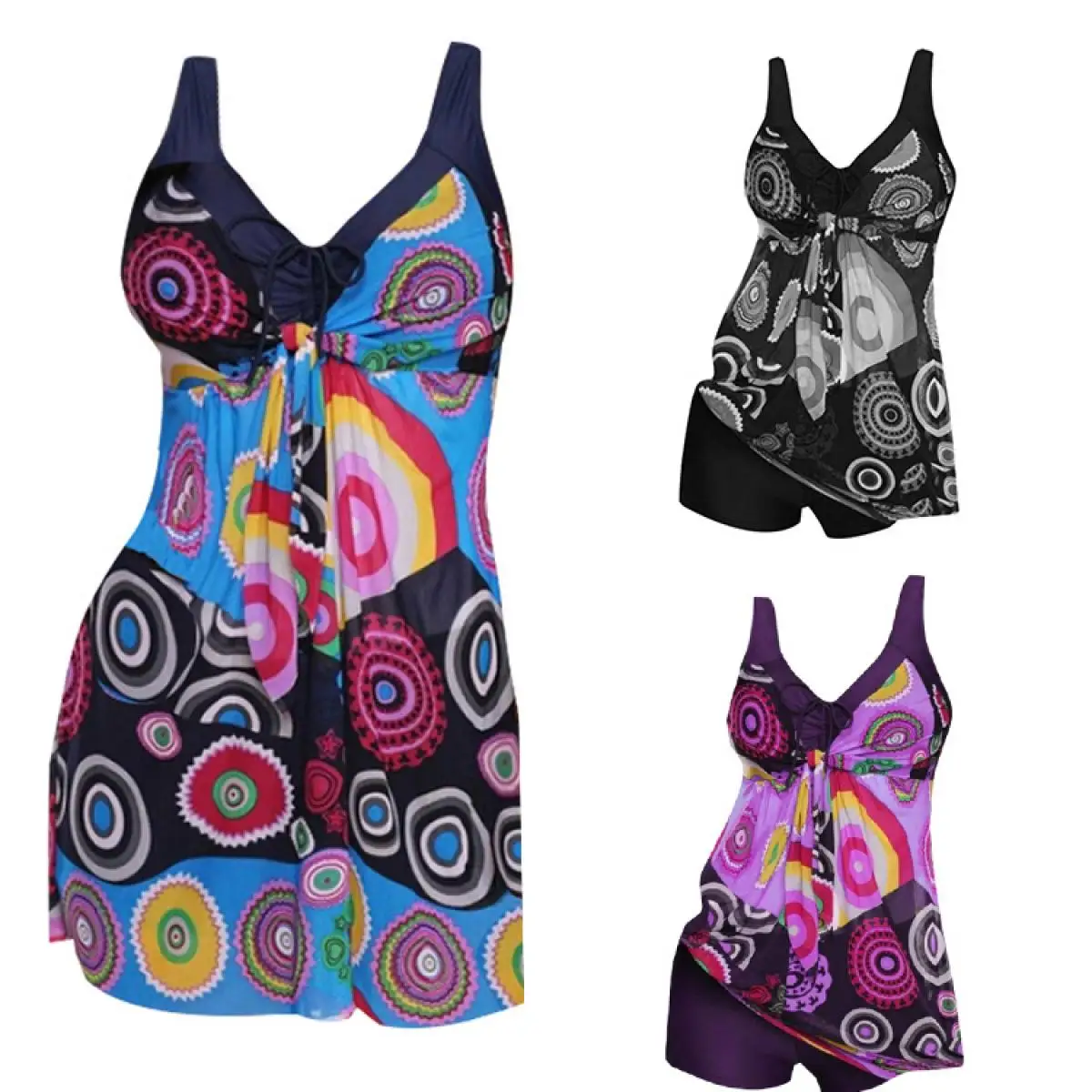 

2021 Summer Hot-Selling Style Large Size Ladies Printed V-Neck Sexy Slim Skirt Split Swimsuit Suit