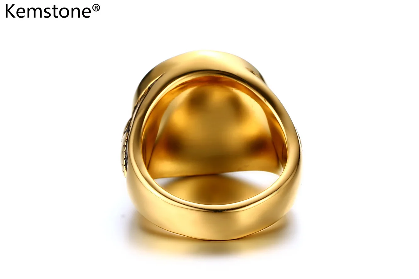 Мужское кольцо из нержавеющей стали золотого цвета | Украшения и аксессуары