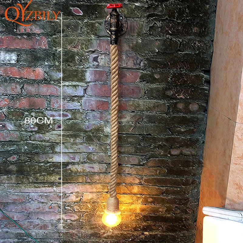 Настенный светильник из пеньковой веревки настенный Индустриальный кованый