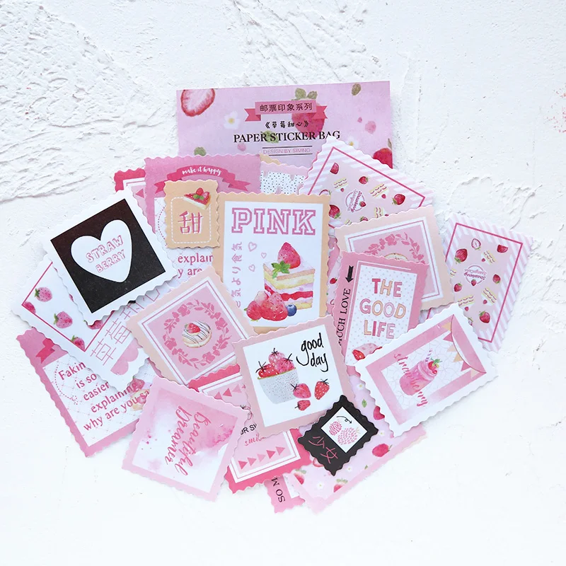 AngelHere магазина 40 шт./компл. Бумага Стикеры сумка творческий с принтом сердечки для