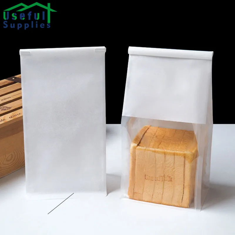 

Wire Crimping Toast Bread Packaging Bag Baking Cookie Greaseproof Paper Bag Transparent Self-sealing Sliced Small Cake Bags