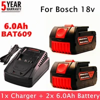 aleaivy 18v 6 0a rechargeable li ion battery for bosch 18v power tool backup 6000mah portable replacement bat609 indicator light