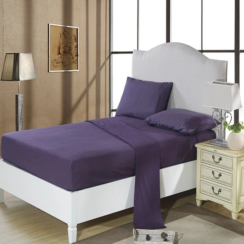 Комплект постельного белья из 4 предметов однотонное постельное белье простыня с