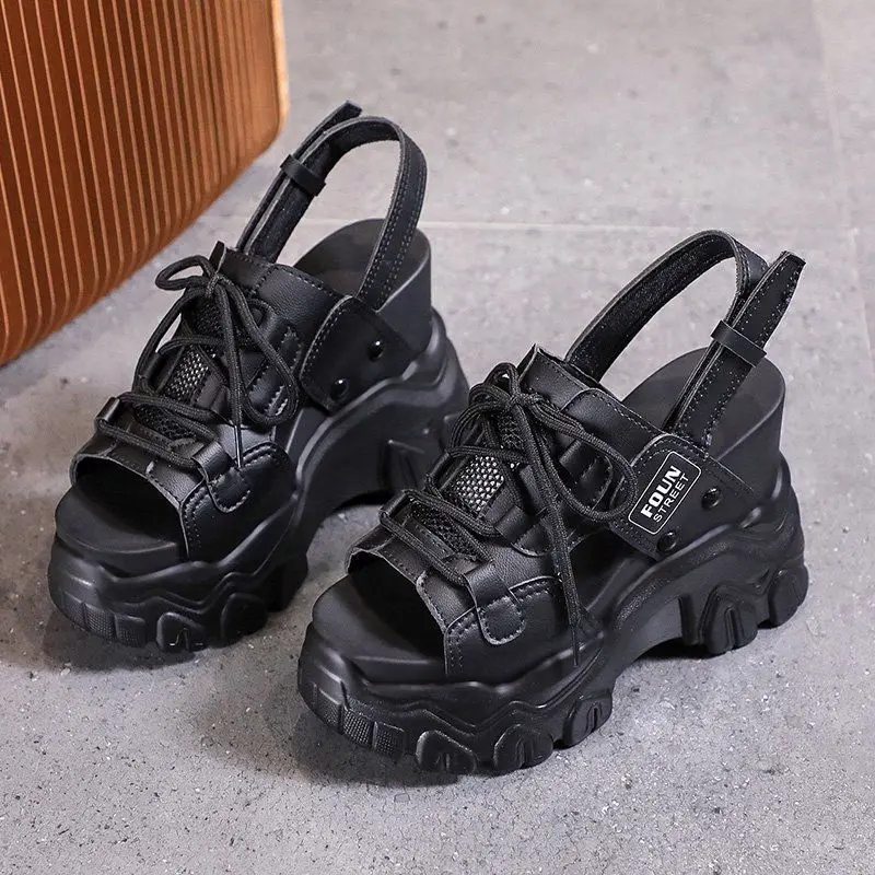 

Slope heel sandals female summer new style all-match thick-soled inner heightening sneakers platform Roman shoes high heels X810