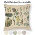 Винтажный чехол для подушки с растительными иллюстрациями, наволочка для подушки, хлопчатобумажная льняная наволочка с цветами, растениями, любимой биологией, листьями ботаники