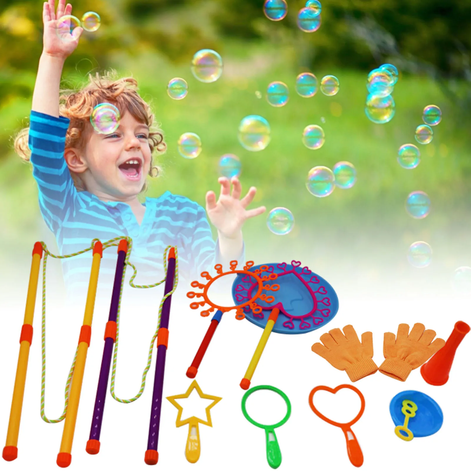 

11pcs Bubble Wands Set Blowing Bubble Tool Soap Bubble Maker Blower Big Bubble Dish Outdoor Without Water Shape Toy Bubble Maker