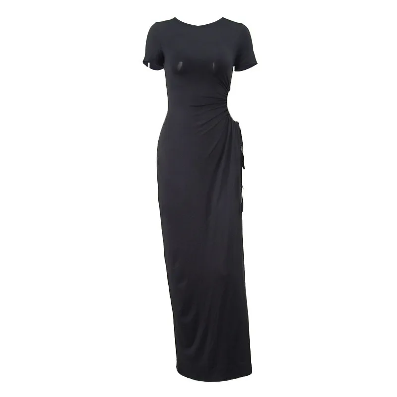 

Sexy Split See-through Hotties Club Night Female Dress Chic Graphic Mesh Streetwear Leisure Beach Irregular Long Dress Clothing