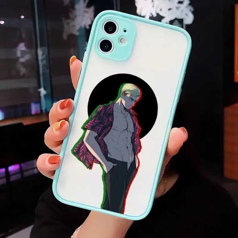 

Anime Attack on Titan Phone Case For iPhone 12 11 Mini Pro XR XS Max 7 8 Plus X Matte transparent blue Back Cover