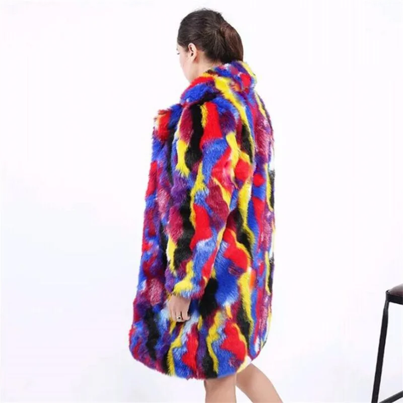 Women's fox fur coat mid-length slim korean windbreaker autumn winter fur raccoon new style пальто женское зима manteau femme