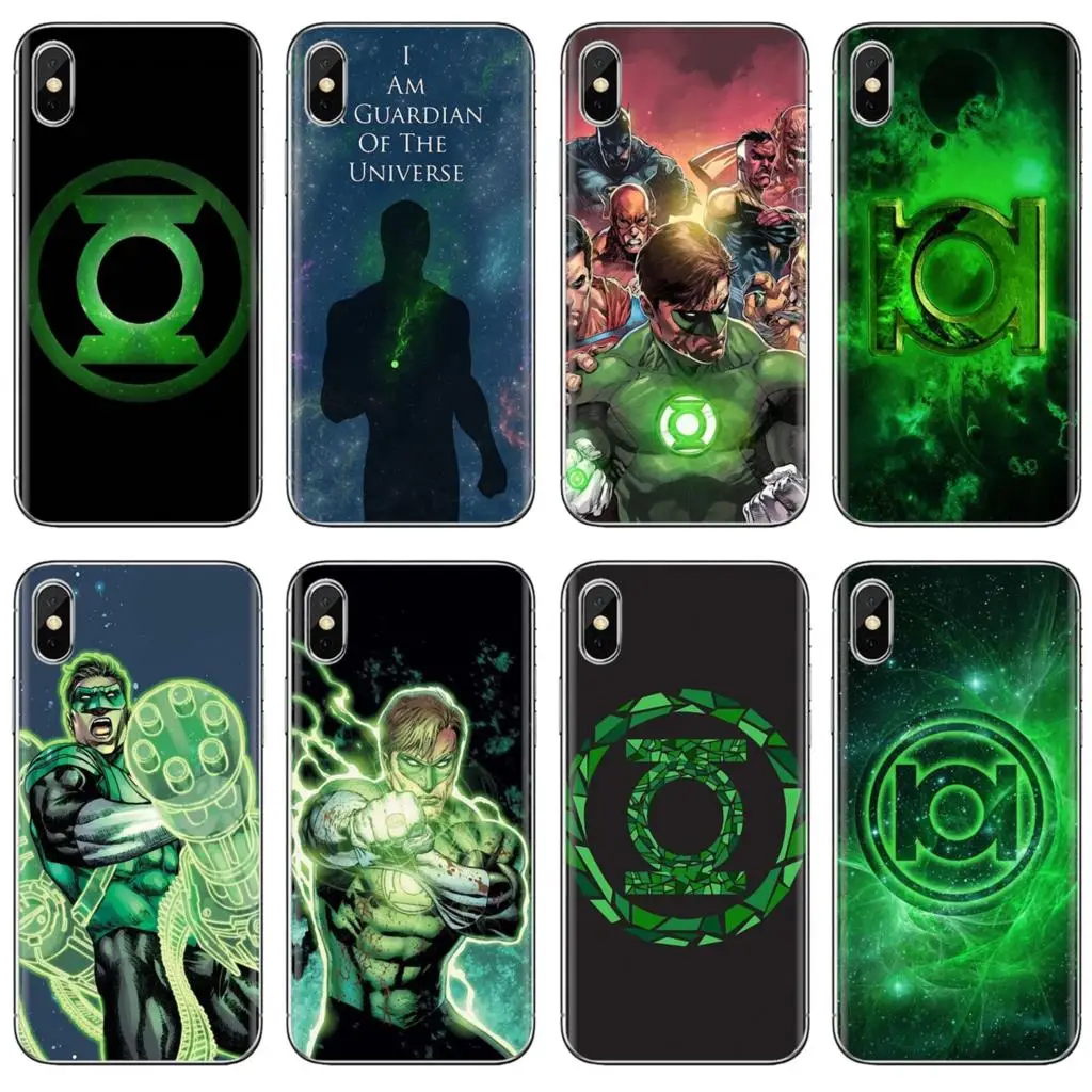 Мягкий кожаный чехол с комиксным зеленым фонариком логотипом Hal Jordan DC для Samsung Galaxy